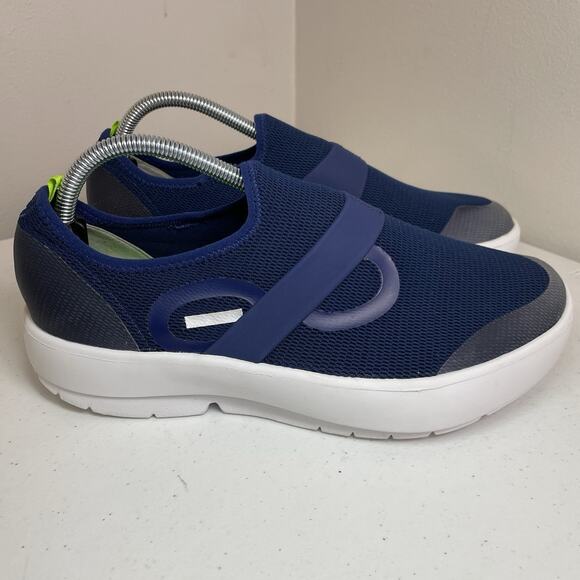 Oofos mens size 9.5 shoes OOmg Low Navy Blue Mesh Slip On Recovery 6152022-11 - Picture 5 of 9